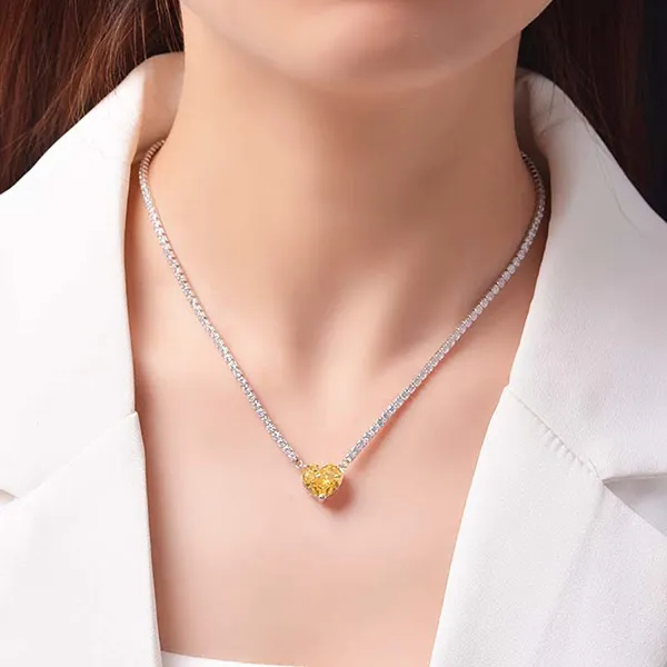 Dây Chuyền Nữ Lili Jewelry Đính Đá Carbon Tổng Hợp Hình Trái Tim LILI_982144 Màu Vàng Bạc - Trang sức - Vua Hàng Hiệu