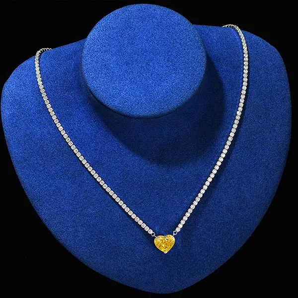 Dây Chuyền Nữ Lili Jewelry Đính Đá Carbon Tổng Hợp Hình Trái Tim LILI_982144 Màu Vàng Bạc - Trang sức - Vua Hàng Hiệu
