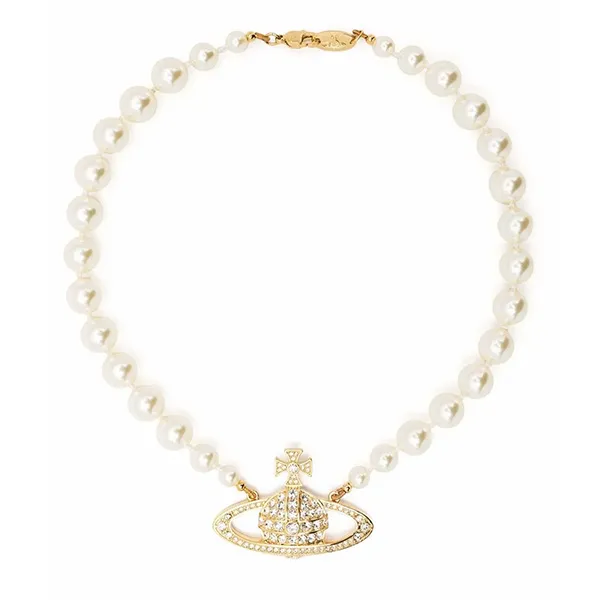 Dây Chuyền Nữ Vivienne Westwood Bas Relief Pearl-Chain Choker Màu Vàng - Trang sức - Vua Hàng Hiệu