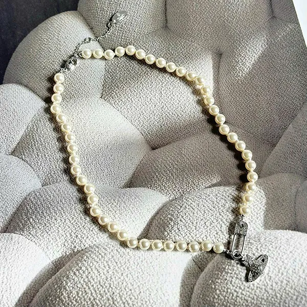 Dây Chuyền Nữ Vivienne Westwood Lucrece Pearl Necklace Màu Bạc Size 37 - Trang sức - Vua Hàng Hiệu