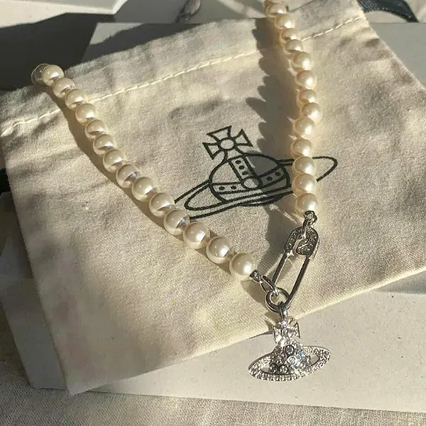 Dây Chuyền Nữ Vivienne Westwood Lucrece Pearl Necklace Màu Bạc Size 37 - Trang sức - Vua Hàng Hiệu