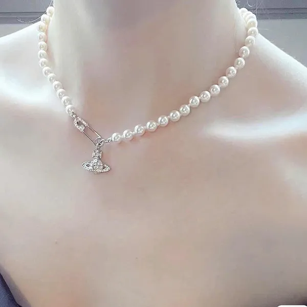 Dây Chuyền Nữ Vivienne Westwood Lucrece Pearl Necklace Màu Bạc Size 37 - Trang sức - Vua Hàng Hiệu