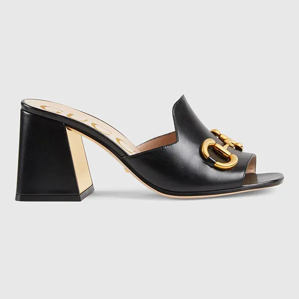 Dép Cao Gót Nữ Gucci Women's Sandal With Horsebit ‎655412-BKO00-1000 Màu Đen Size 35 - Dép - Vua Hàng Hiệu