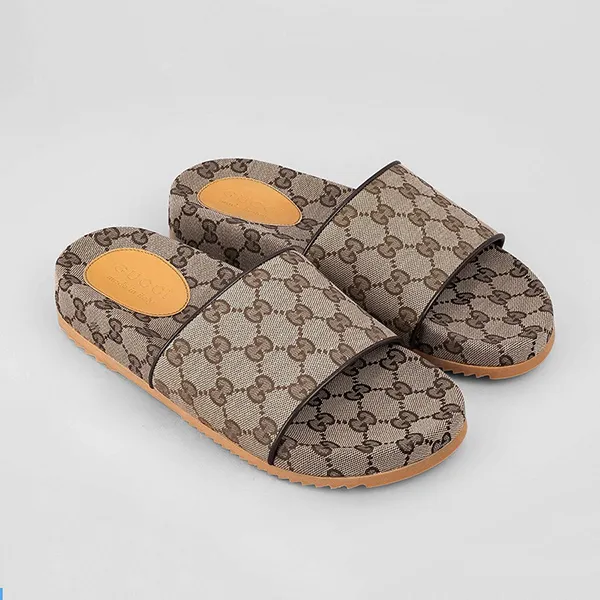 Dép Gucci GG Canvas Slide Sandal 624695-H6320-9763 Màu Nâu Be Size 6 - Dép - Vua Hàng Hiệu