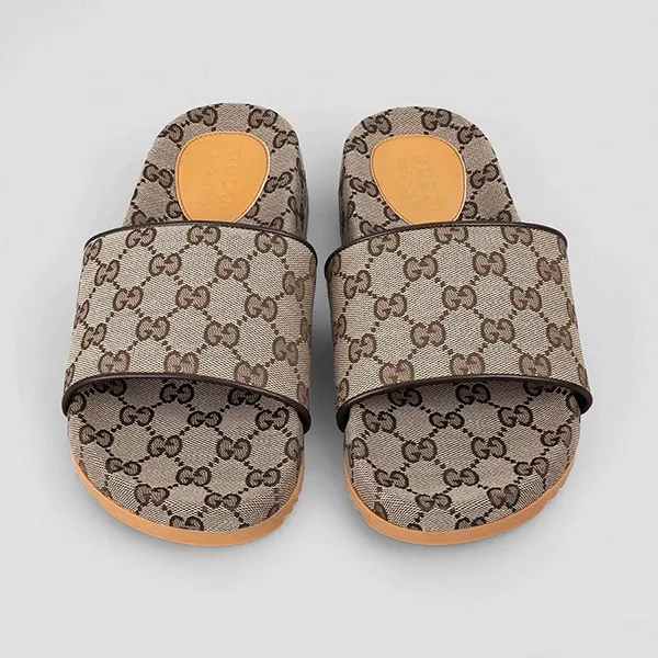 Dép Gucci GG Canvas Slide Sandal 624695-H6320-9763 Màu Nâu Be Size 6 - Dép - Vua Hàng Hiệu