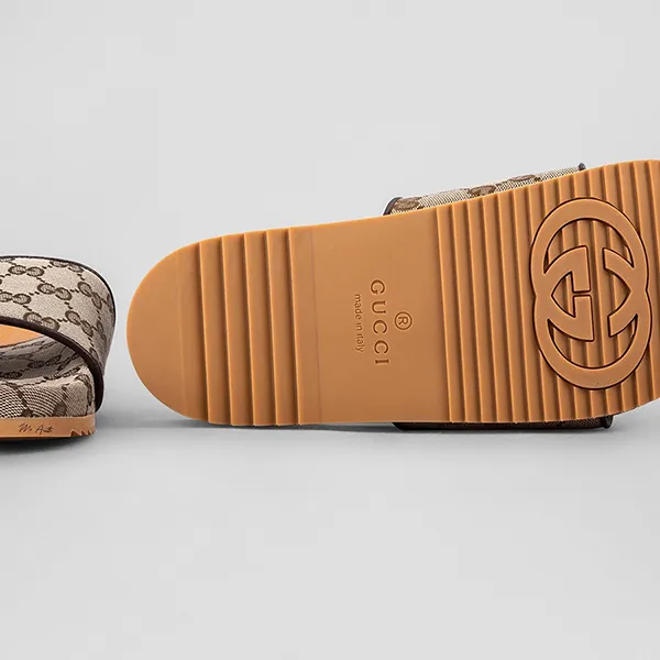 Dép Gucci GG Canvas Slide Sandal 624695-H6320-9763 Màu Nâu Be Size 6 - Dép - Vua Hàng Hiệu