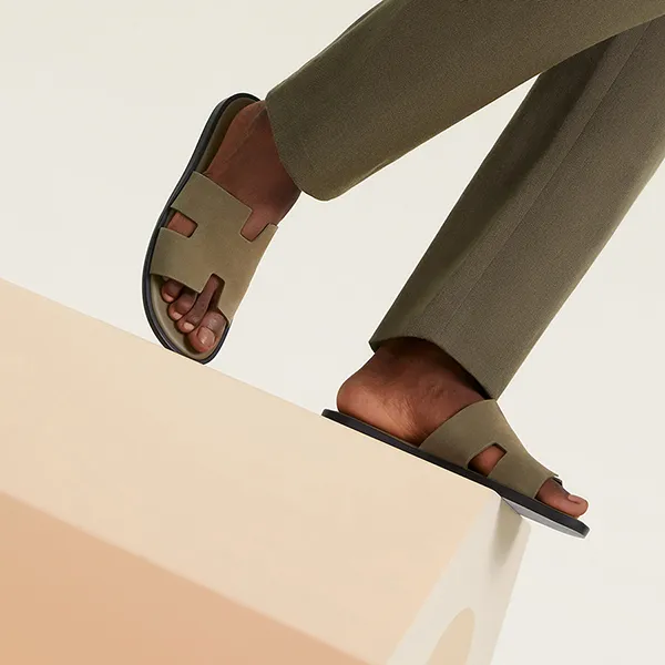 Dép Hermès Izmir Sandal H192568ZHV1410 Màu Xanh Olive - Dép - Vua Hàng Hiệu