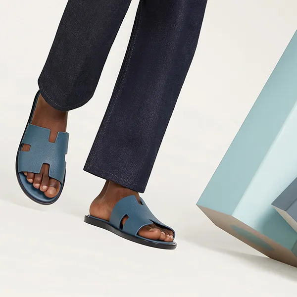 Dép Hermès Izmir Sandal H221824ZHBT390 Màu Xanh Biển 39.5 - Dép - Vua Hàng Hiệu