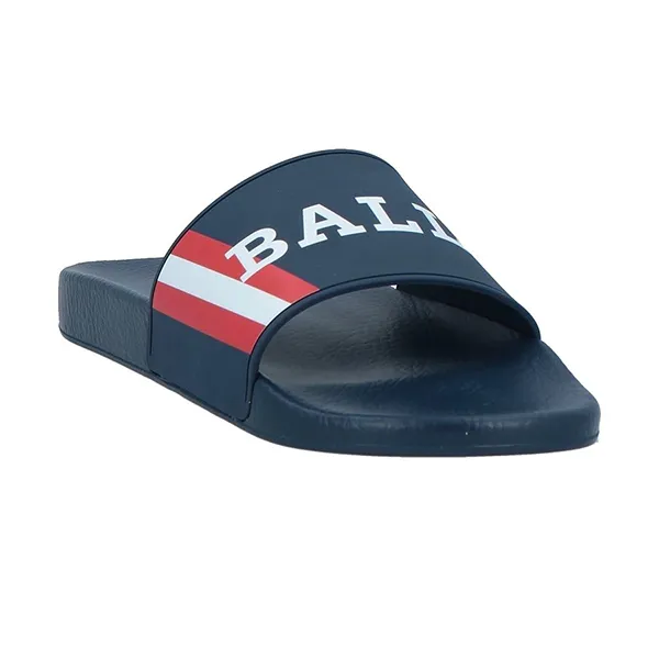 Dép Nam Bally Striped Logo Pool Slides Sandals Màu Xanh Navy Size 41 - Dép - Vua Hàng Hiệu