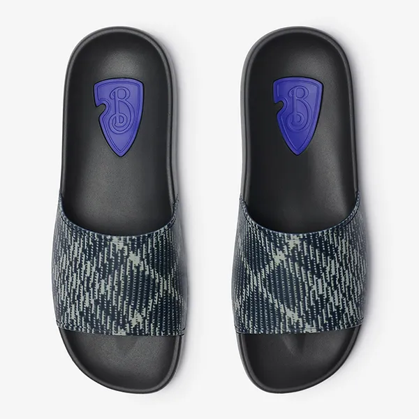 Dép Nam Burberry Dive Slide Check Màu Xanh Đen - Dép - Vua Hàng Hiệu