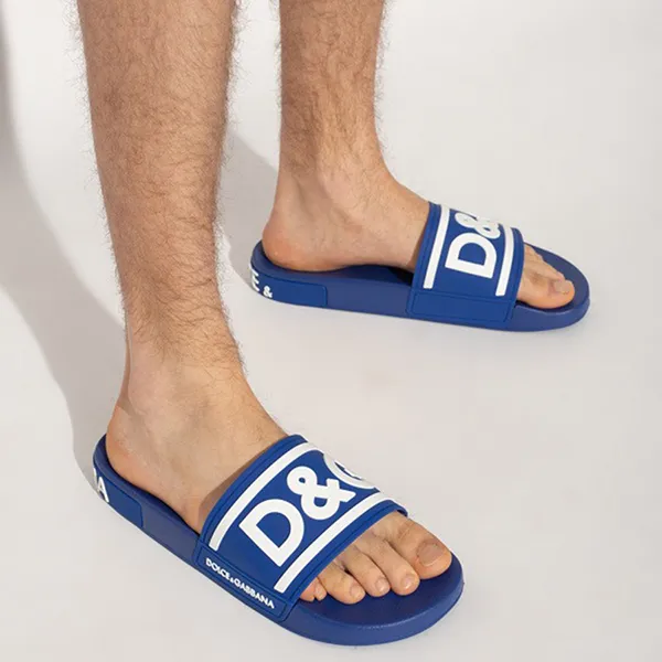 Dép Nam Dolce & Gabbana D&G Ciabatta Slides With Logo CS1991 AQ858-89623 Màu Xanh Blue Size 39 - Dép - Vua Hàng Hiệu