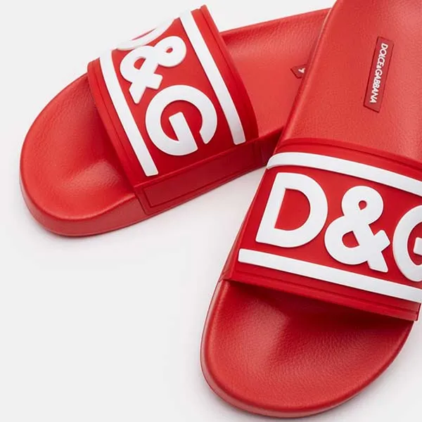 Dép Nam Dolce & Gabbana D&G Logo Rubber Slide CS2072AQ858 Màu Đỏ Size 40