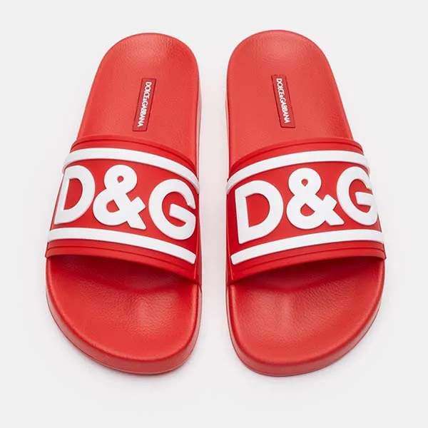 Dép Nam Dolce & Gabbana D&G Logo Rubber Slide CS2072AQ858 Màu Đỏ Size 40