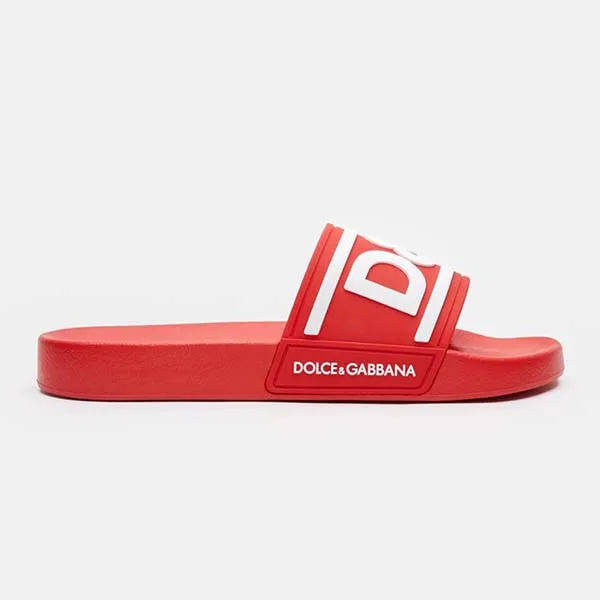 Dép Nam Dolce & Gabbana D&G Logo Rubber Slide CS2072AQ858 Màu Đỏ Size 40
