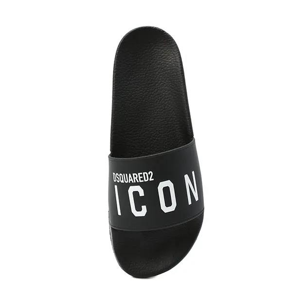 Dép Nam Dsquared2 Icon Logo Rubber Slide FFM0016 17200001 Màu Đen Size 41