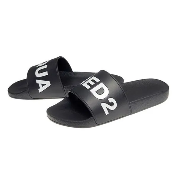 Dép Nam Dsquared2 Logo Rubber Slide FFM0101 17200001 Màu Đen Size 40 - Dép - Vua Hàng Hiệu