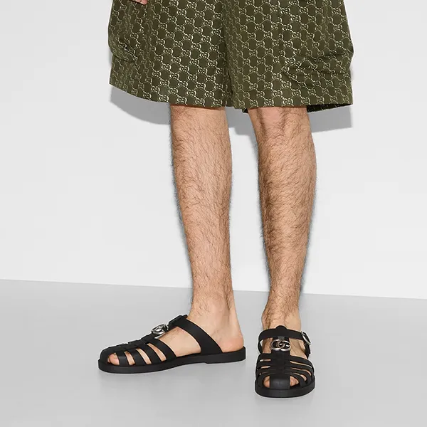 Dép Nam Gucci Men's Double G Mule 812582 J8700 1000 Màu Đen Size 40 N-AD