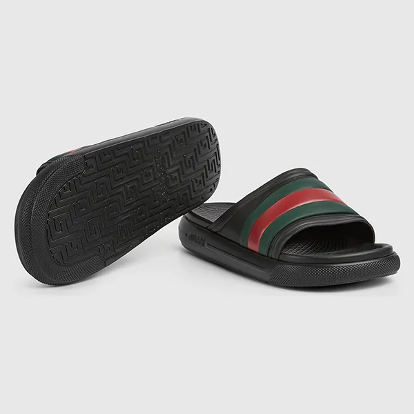 Dép Nam Gucci Men's Web Slide Sandal 780286 J8700 1025 Màu Đen Size 6