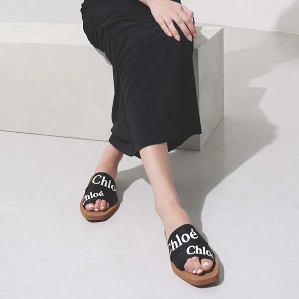Dép Nữ Chloé Woody Mule Slides Black Màu Đen Size 35 - Dép - Vua Hàng Hiệu