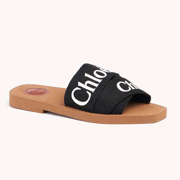 Dép Nữ Chloé Woody Mule Slides Black Màu Đen Size 35 - Dép - Vua Hàng Hiệu