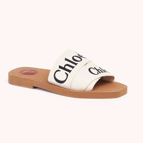 Dép Nữ Chloé Woody Mule Slides White Màu Trắng Size 35