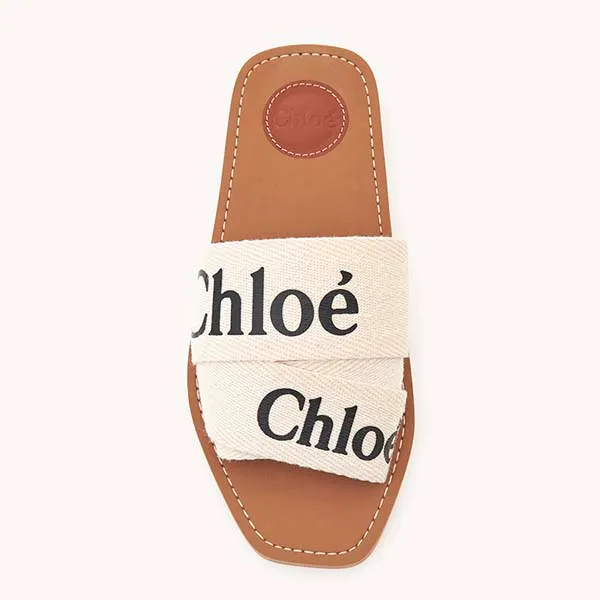 Dép Nữ Chloé Woody Mule Slides White Màu Trắng Size 35