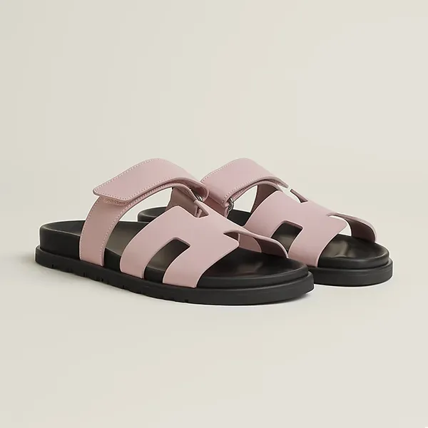 Dép Nữ Hermès Chypre Sandal Rose Cancan Màu Hồng/Đen Size 36