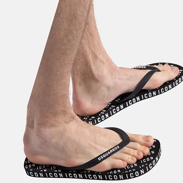 Dép Xỏ Ngón DSquared2 Rubber Slides With Logo FFM0001 17208243 2124 Màu Đen Size 40 - Dép - Vua Hàng Hiệu