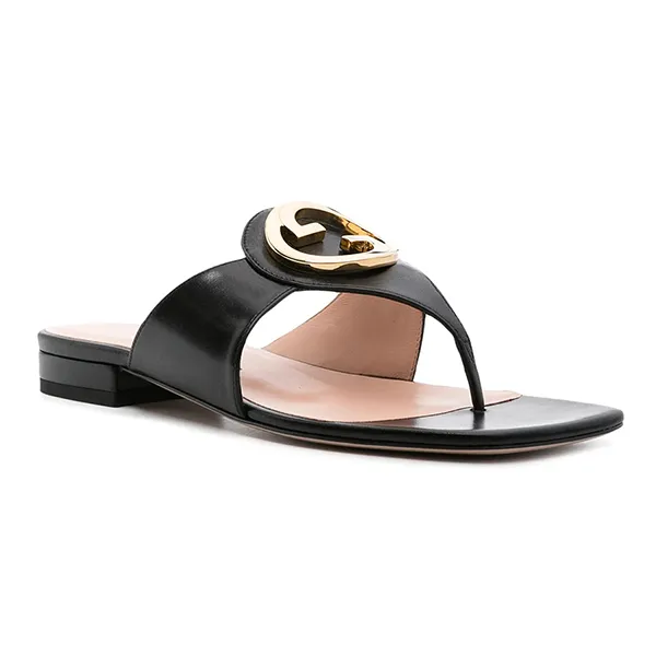 Dép Xỏ Ngón Nữ Gucci Blondie Thong-strap Sandals 739048C9D00 Màu Đen Size 35