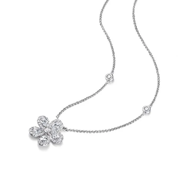 Dây Chuyền Nữ Lili Jewelry Đính Đá Carbon Tổng Hợp Hình Bông Hoa Mai LILI_444676 Màu Bạc - Trang sức - Vua Hàng Hiệu