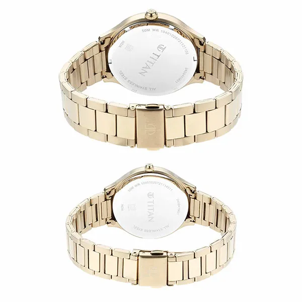 Đồng Hồ Đôi Titan Bandhan Silver Dial Multi Stainless Steel Strap Watch 9400494204YM01 Màu Vàng Gold