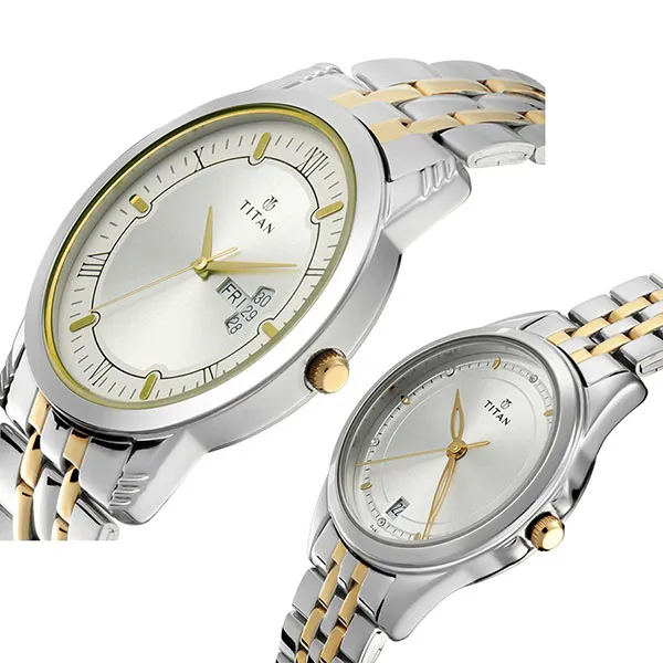 Đồng Hồ Đôi Titan Legan Pair Stainless Steel Strap Watch 17742565BM01 Màu Bạc