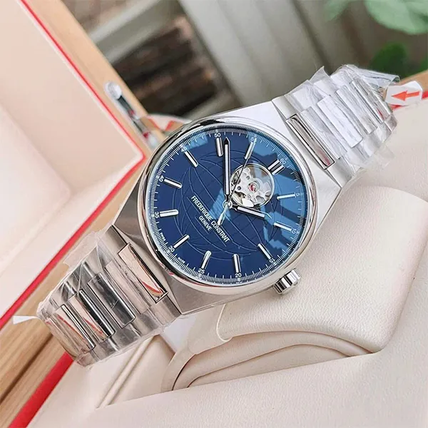 Đồng Hồ Nam Frederique Constant Heart Beat Highlife 310N4NH6B Màu Bạc Phối Xanh (Tặng Kèm Dây Cao Su)