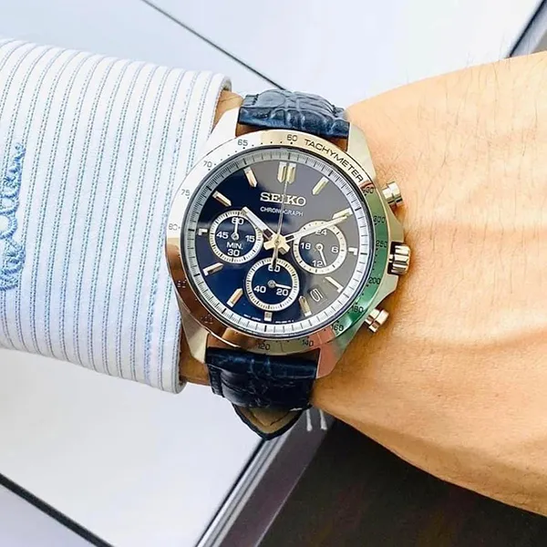 Đồng Hồ Nam Seiko Quartz Chronograph Tachymeter Spirit SBTR019 Màu Xanh Navy
