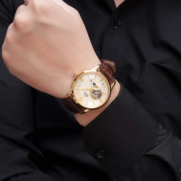 Đồng Hồ Nam Orient Classic Sun And Moon Watch RA-AS0010S30B Màu Nâu