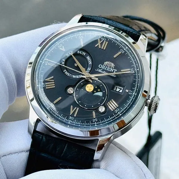 Đồng Hồ Nam Orient Mechanical Classic Watch Leather Strap RA-AK0806L Màu Xanh