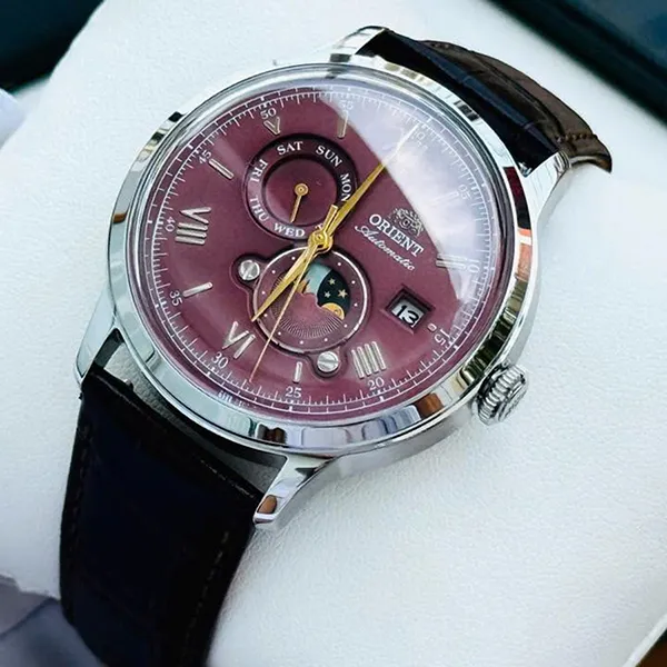 Đồng Hồ Nam Orient Mechanical Classic Watch Leather Strap RA-AK0807R Màu Nâu Hồng - Đồng hồ - Vua Hàng Hiệu