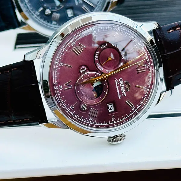 Đồng Hồ Nam Orient Mechanical Classic Watch Leather Strap RA-AK0807R Màu Nâu Hồng - Đồng hồ - Vua Hàng Hiệu