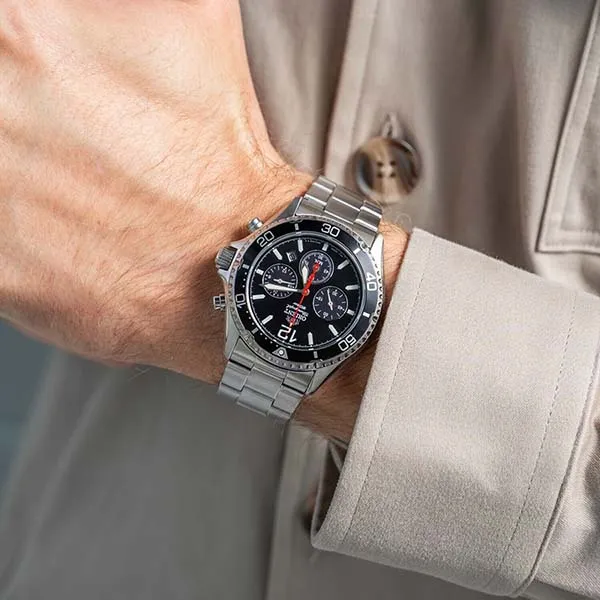 Đồng Hồ Nam Orient Solar Chronograph RA-TX0202B10B Màu Bạc/Đen