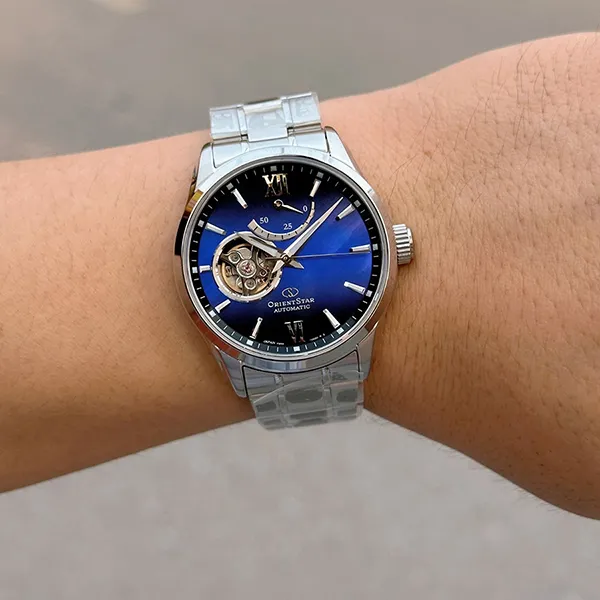 Đồng Hồ Nam Orient Star Open Heart RK-AT0011A Màu Xanh Bạc D-JP