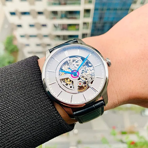 Đồng Hồ Nam Perrelet Skeleton Double Rotor Watch A1091/1 Màu Đen Bạc - Đồng hồ - Vua Hàng Hiệu