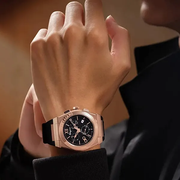Đồng Hồ Nam Salvatore Ferragamo Vega Chronograph SFMR00222 Màu Đen Vàng Hồng