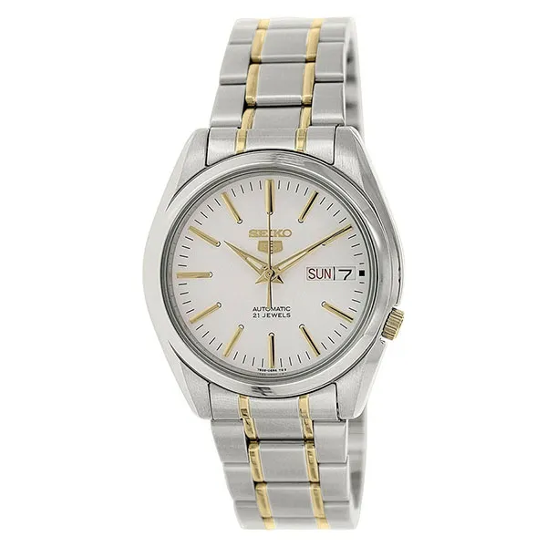 Đồng Hồ Nam Seiko 5 Automatic White Dial Men Watch SNKL47K1 Màu Bạc Vàng