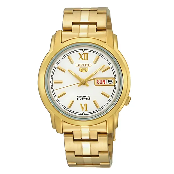 Đồng Hồ Nam Seiko 5 Automatic White Dial Men Watch SNKL58K1 Màu Vàng