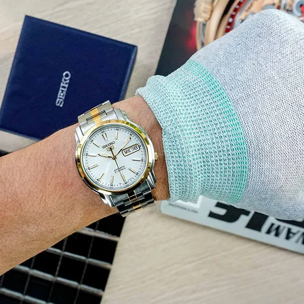 Đồng Hồ Nam Seiko 5 Automatic White Dial Watch SNKL84K1 Màu Bạc Vàng