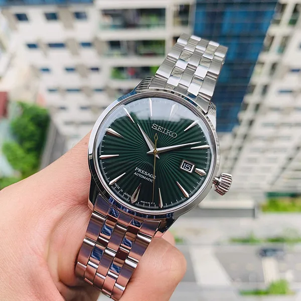 Đồng Hồ Nam Seiko Cocktail Automatic Green SRPE15J1 Màu Xanh Bạc