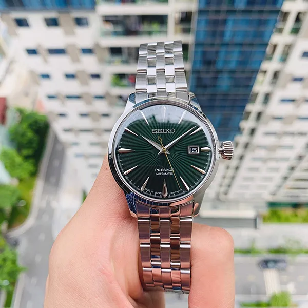 Đồng Hồ Nam Seiko Cocktail Automatic Green SRPE15J1 Màu Xanh Bạc