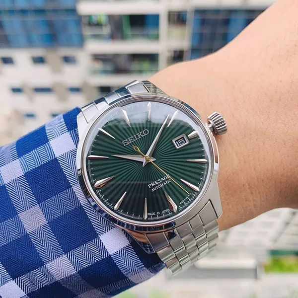 Đồng Hồ Nam Seiko Cocktail Automatic Green SRPE15J1 Màu Xanh Bạc