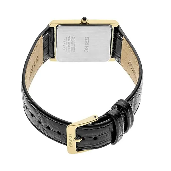 Đồng Hồ Nam Seiko Essentials Quartz White Dial Black Leather Watch SWR052 Màu Đen Trắng