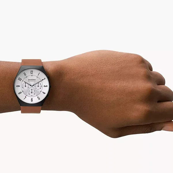 Đồng Hồ Nam Skagen Grenen Chronograph Medium Brown Leather Watch SKW6823 Màu Nâu